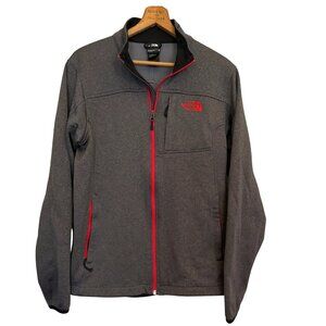 The North Face Men’s Medium Full Zip Jacket Grey with Red Trim Fleece Warm EUC